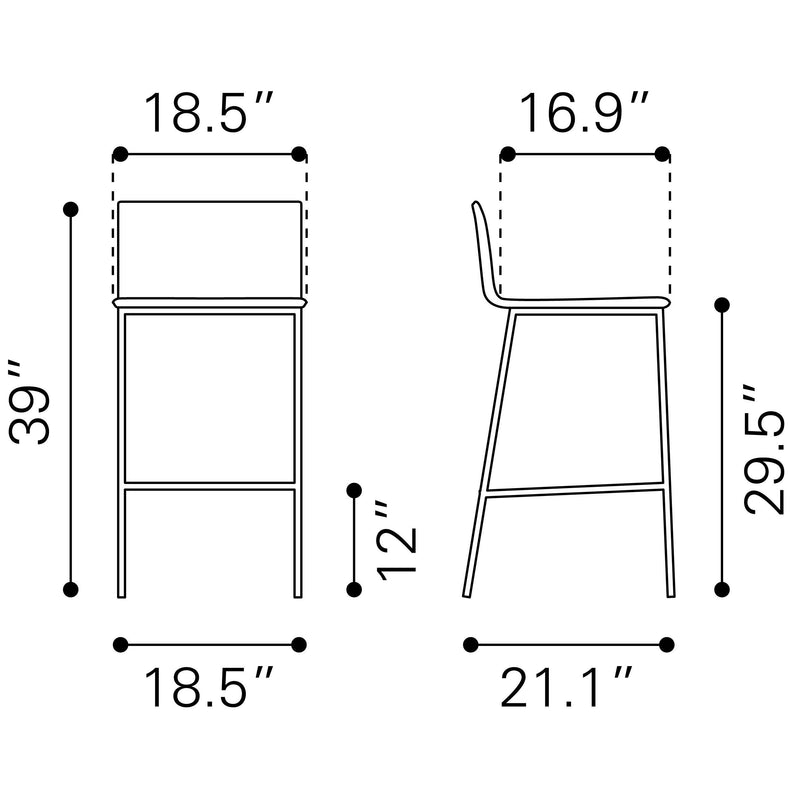 Zuo Marina 100645 Barstool - White IMAGE 8
