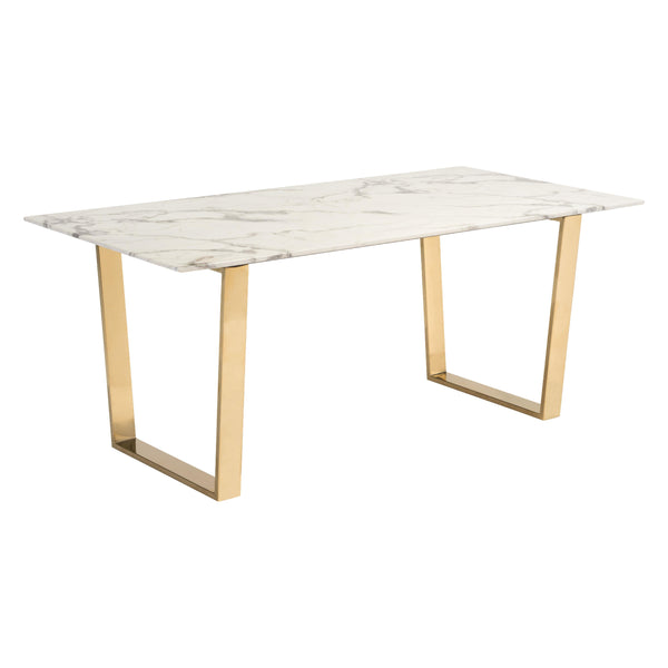 Zuo Atlas 100652 Dining Table - White & Gold IMAGE 1