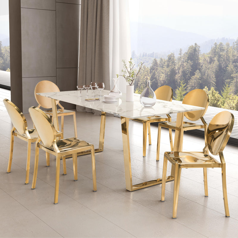 Zuo Atlas 100652 Dining Table - White & Gold IMAGE 7