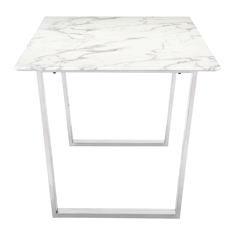 Zuo Atlas 100707 Dining Table - White & Silver IMAGE 2