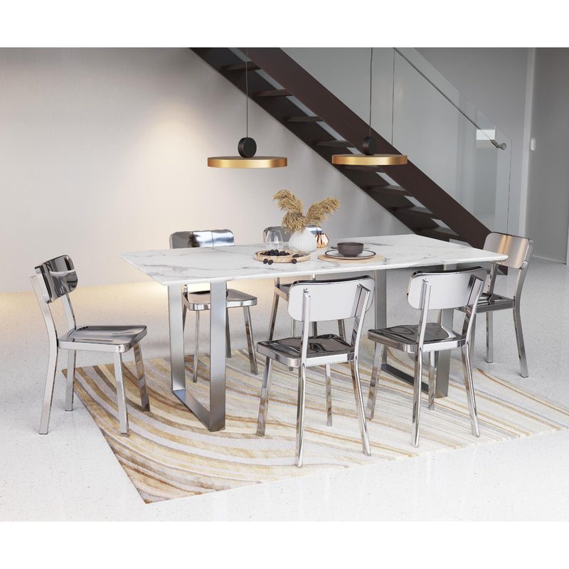 Zuo Atlas 100707 Dining Table - White & Silver IMAGE 7