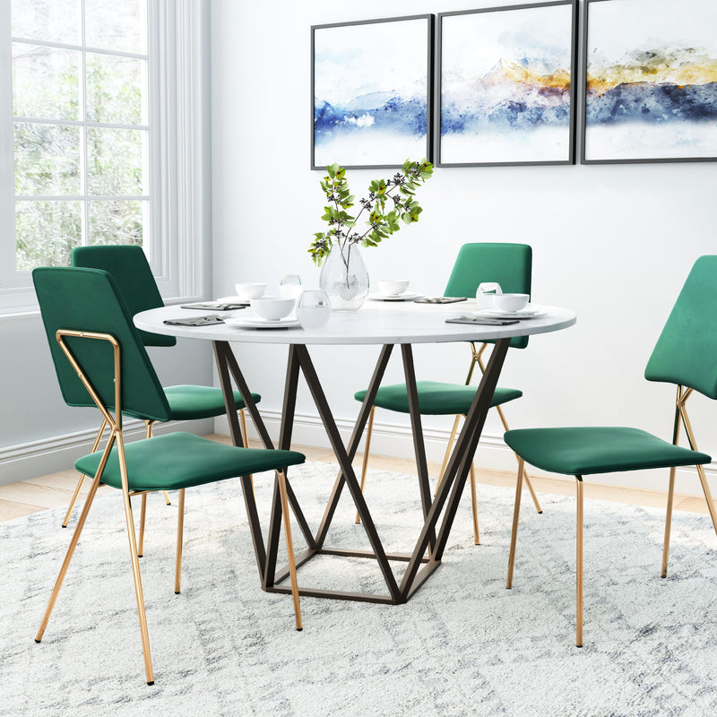 Zuo Round Tintern Dining Table with Faux Marble Top and Pedestal Base 100715 IMAGE 6