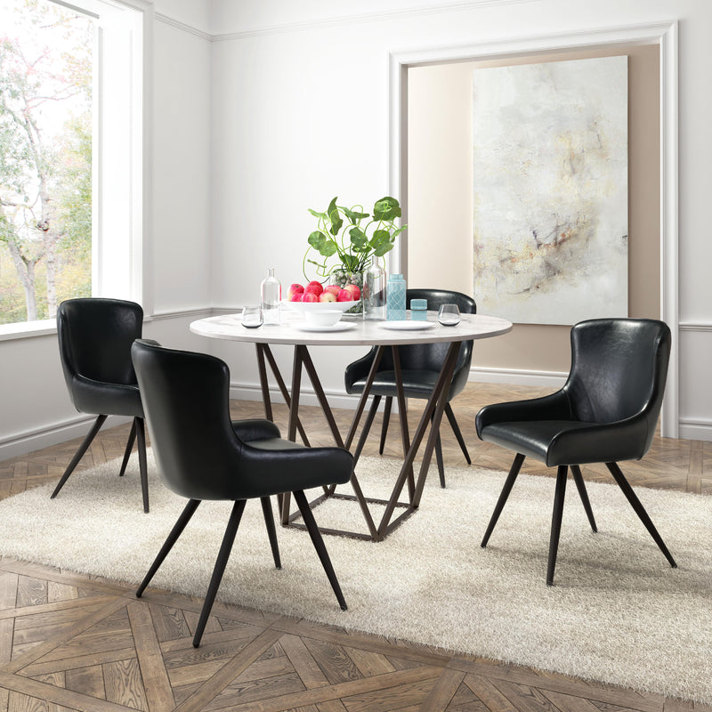Zuo Round Tintern Dining Table with Faux Marble Top and Pedestal Base 100715 IMAGE 7