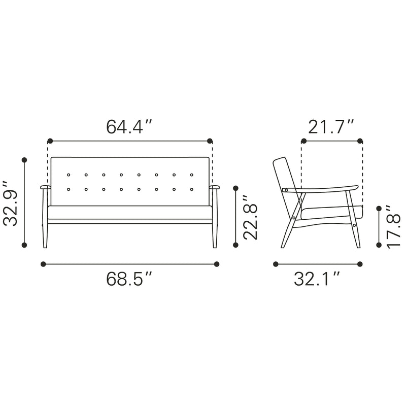 Zuo Rocky 100533 Sofa - Putty IMAGE 10