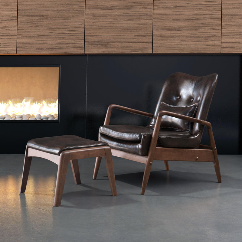 Zuo Bully 100535 Lounge Chair & Ottoman - Brown IMAGE 11