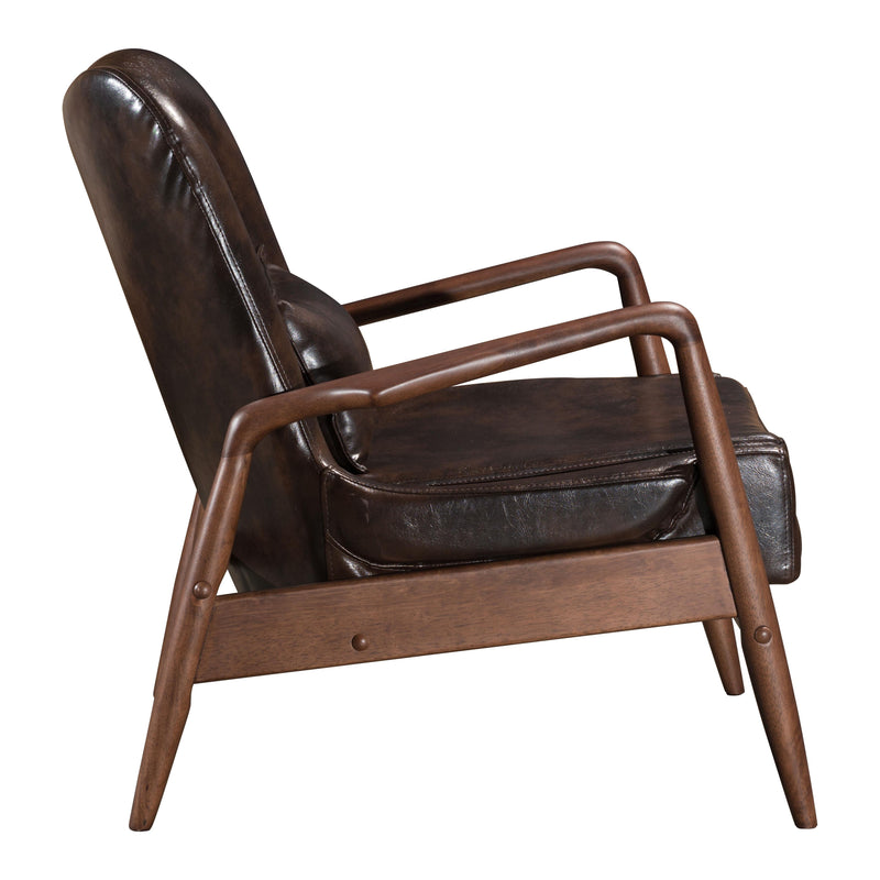 Zuo Bully 100535 Lounge Chair & Ottoman - Brown IMAGE 3