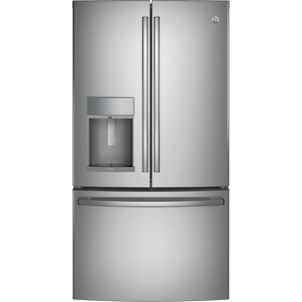 GE Profile 36-inch, 27.8 cu. ft. French 3-Door Refrigerator with Ice and Water PFE28KSKSS IMAGE 1