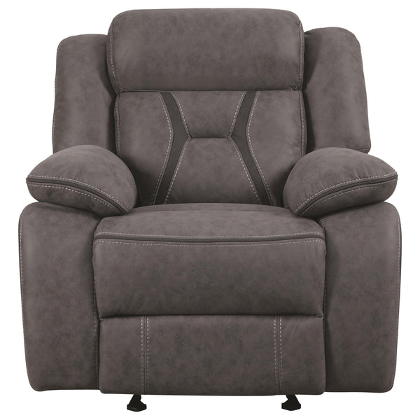  Coaster Furniture Higgins 602263 Upholstered Glider Recliner Chair - Grey IMAGE 1