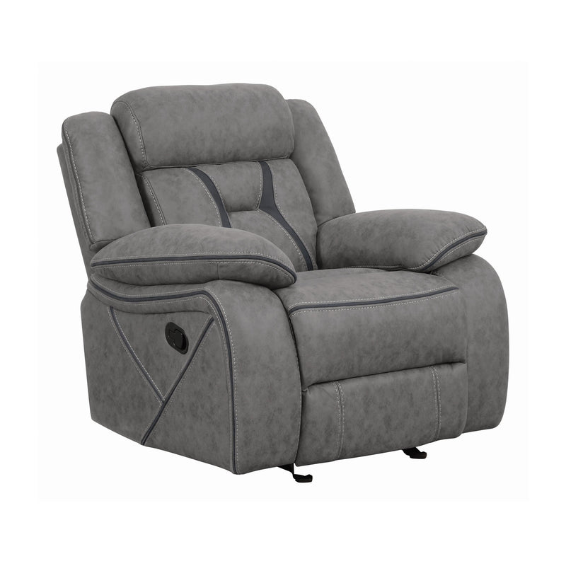  Coaster Furniture Higgins 602263 Upholstered Glider Recliner Chair - Grey IMAGE 3