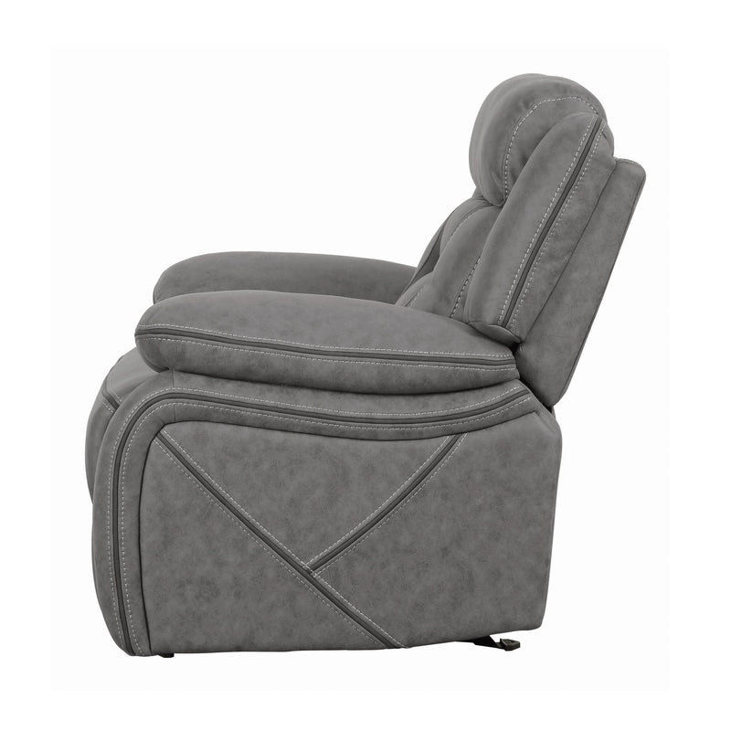  Coaster Furniture Higgins 602263 Upholstered Glider Recliner Chair - Grey IMAGE 4