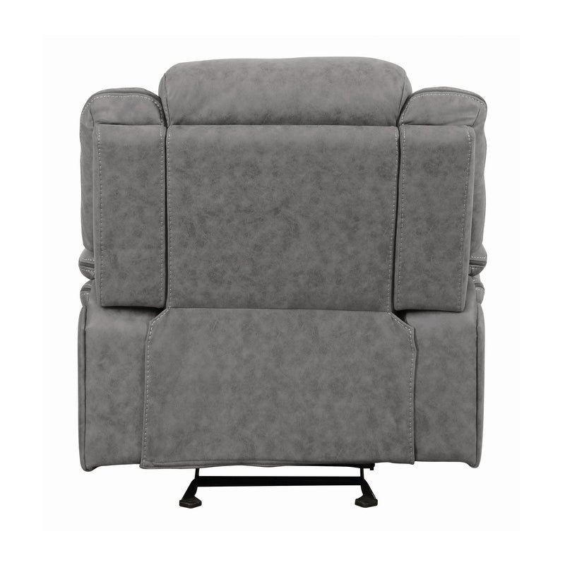  Coaster Furniture Higgins 602263 Upholstered Glider Recliner Chair - Grey IMAGE 5