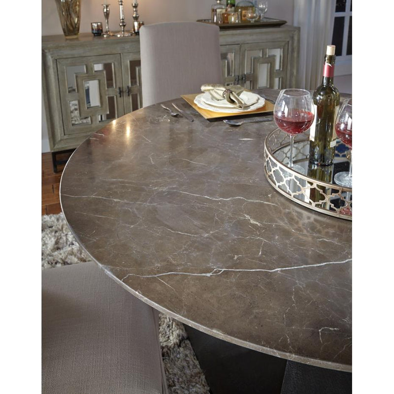 Classic Home Round Bradbury Dining Table with Marble Top and Pedestal Base 51030253 IMAGE 3