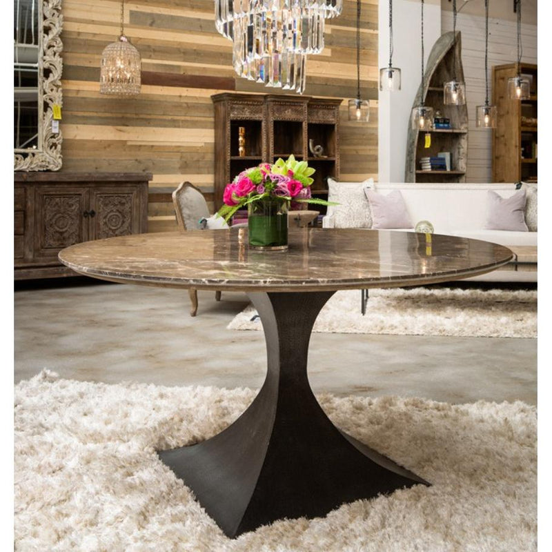 Classic Home Round Bradbury Dining Table with Marble Top and Pedestal Base 51030253 IMAGE 4