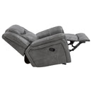  Coaster Furniture Conrad 650356 Upholstered Padded Arm Glider Recliner - Grey IMAGE 4
