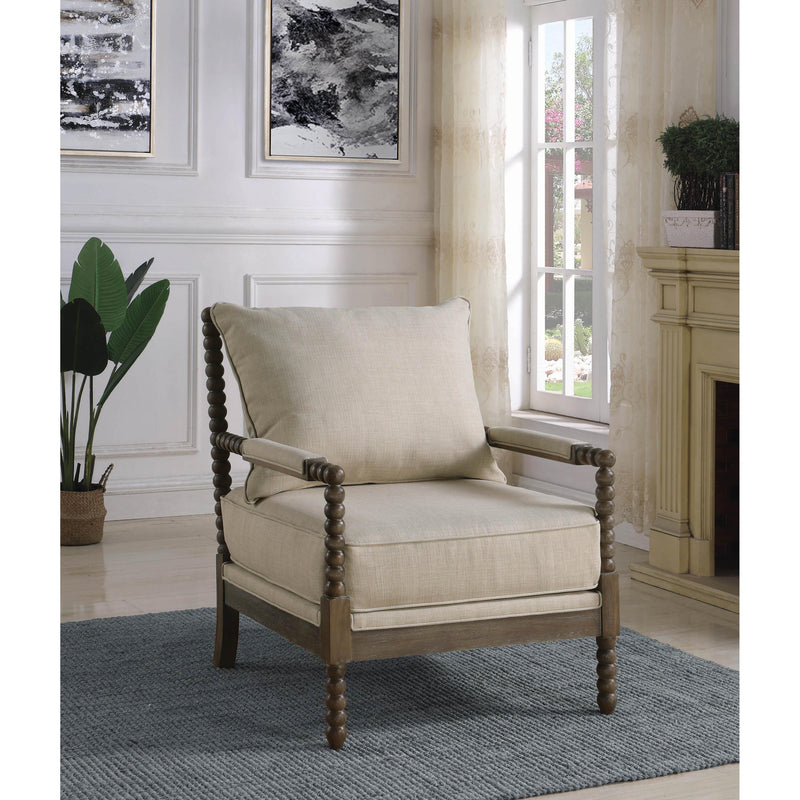  Coaster Furniture Blanchett 905362 Upholstered Bobbin Accent Chair - Beige and Natural IMAGE 7