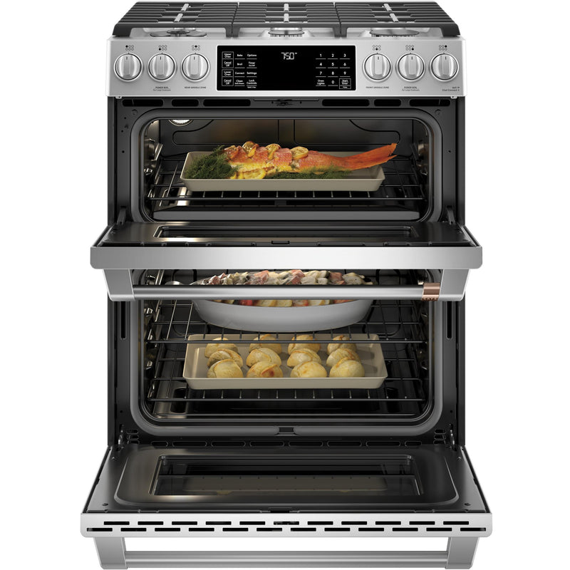 Café 30-inch Slide-in Gas Double Oven Range with Convection Technology CGS750P2MS1 IMAGE 4