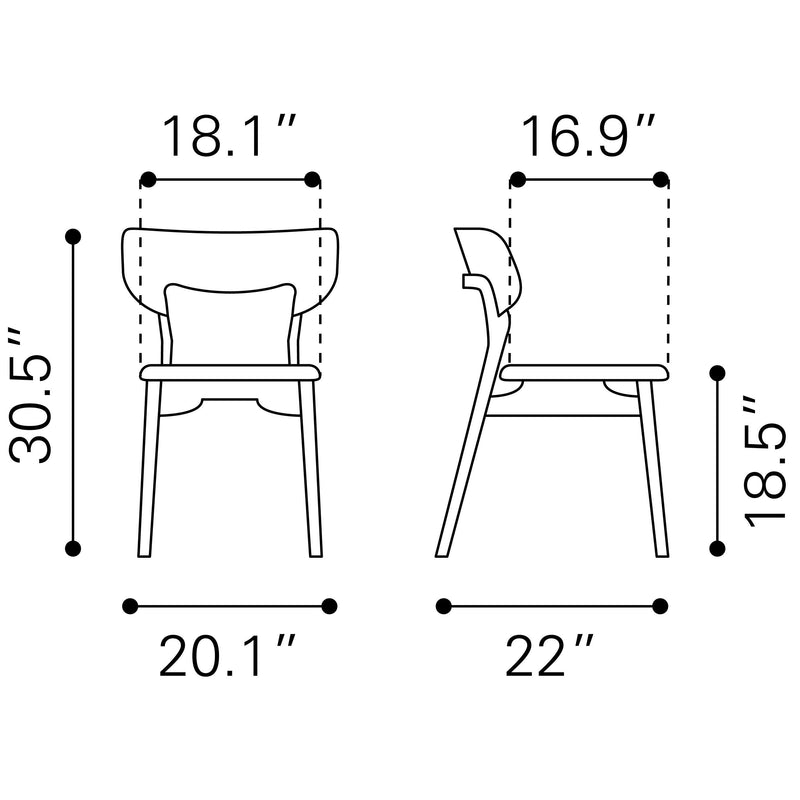 Zuo Russell 100979 Dining Chair - Walnut & Light Grey IMAGE 9