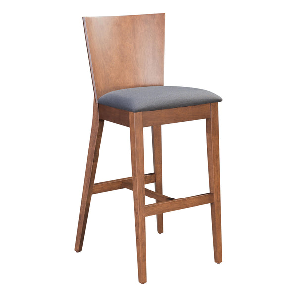 Zuo Ambrose 100983 Barstool - Walnut & Dark Grey IMAGE 1