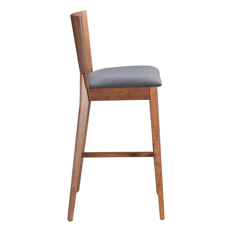 Zuo Ambrose 100983 Barstool - Walnut & Dark Grey IMAGE 2