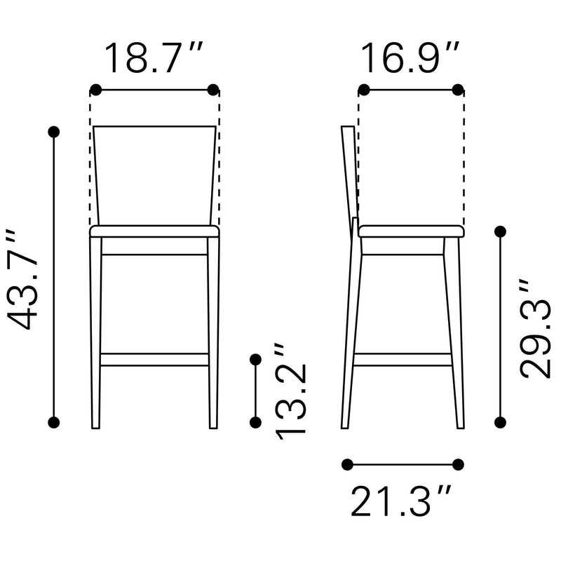 Zuo Ambrose 100983 Barstool - Walnut & Dark Grey IMAGE 8