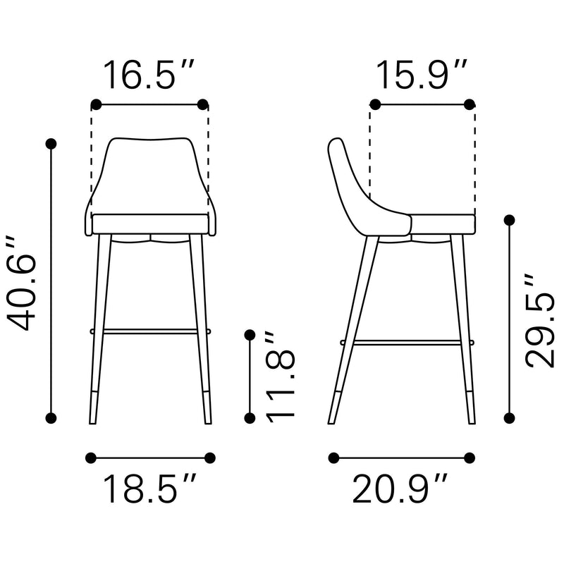 Zuo Piccolo 101097 Barstool - Grey IMAGE 8