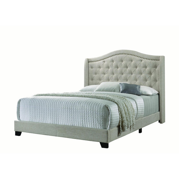 Coaster Furniture Sonoma 310073Q Upholstered Queen Wingback Bed - Beige IMAGE 1