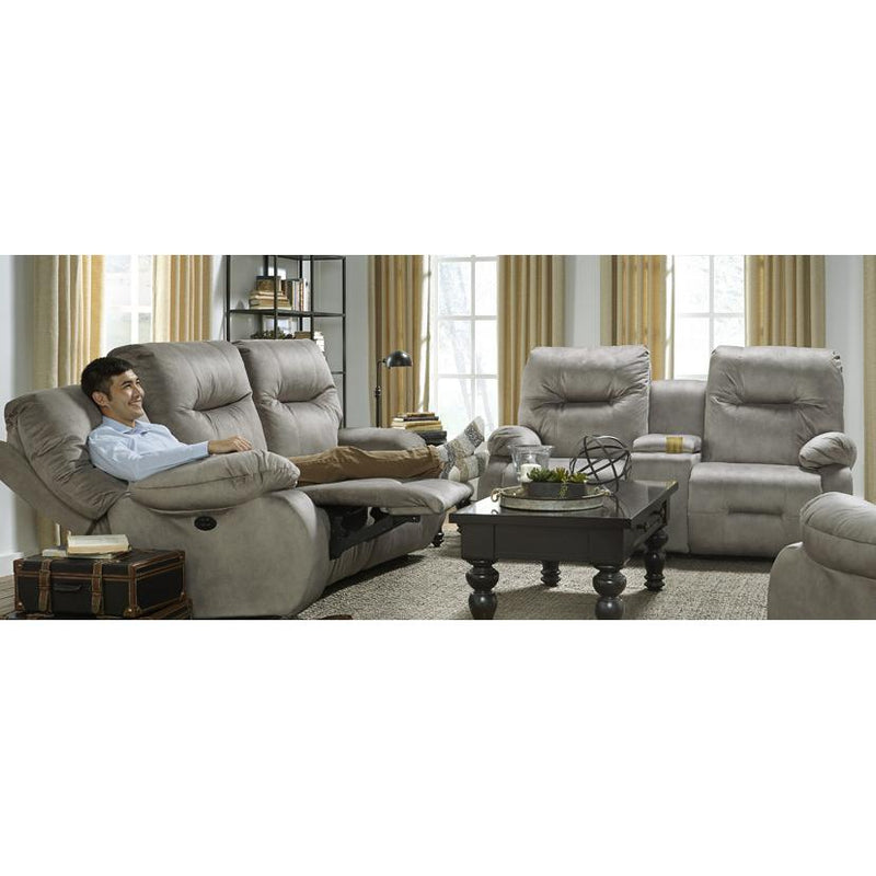 Best Home Furnishings Brinley Reclining Fabric Loveseat with Console Brinley L700CA4 Space Saver Loveseat with Console IMAGE 2