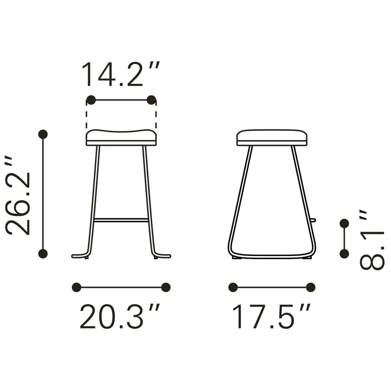 Zuo Bree 101261 Counter Stool - Burgundy & Gold IMAGE 10