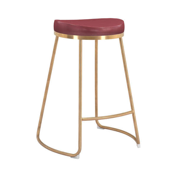 Zuo Bree 101261 Counter Stool - Burgundy & Gold IMAGE 1