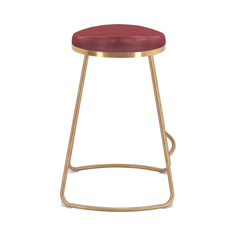 Zuo Bree 101261 Counter Stool - Burgundy & Gold IMAGE 2