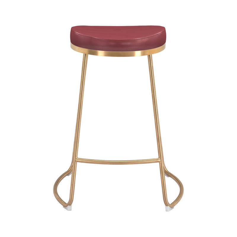 Zuo Bree 101261 Counter Stool - Burgundy & Gold IMAGE 3
