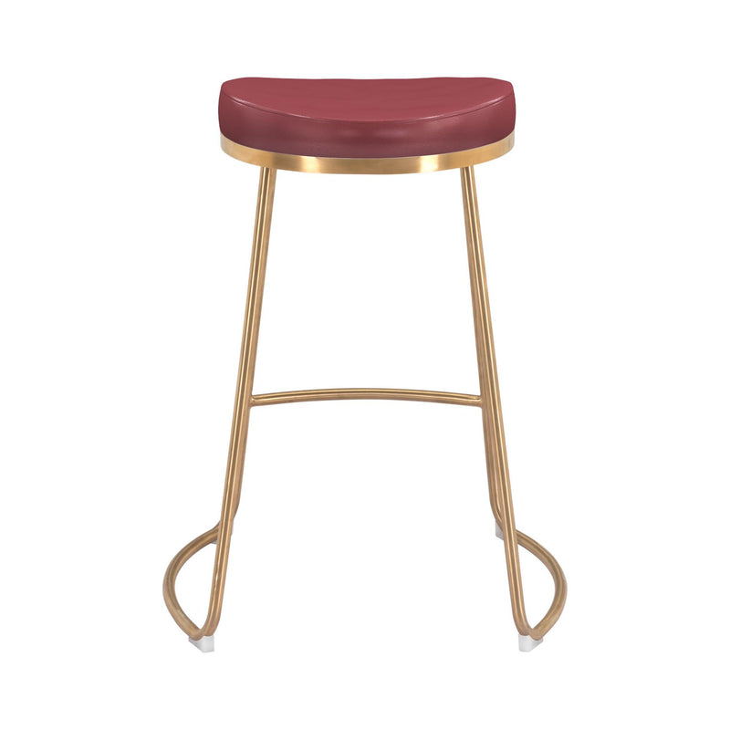 Zuo Bree 101261 Counter Stool - Burgundy & Gold IMAGE 4