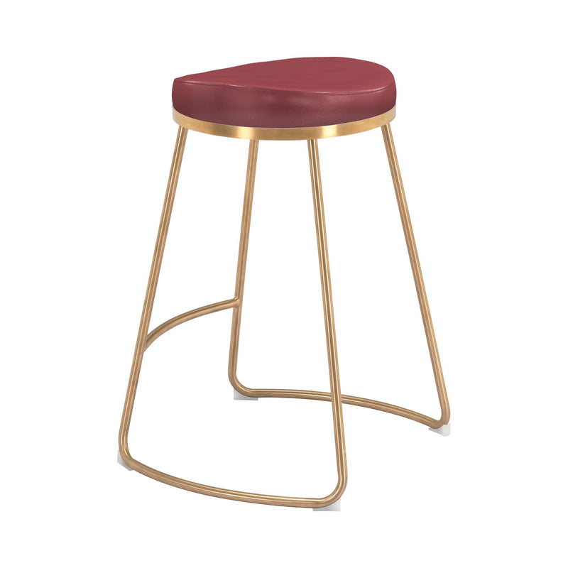 Zuo Bree 101261 Counter Stool - Burgundy & Gold IMAGE 5