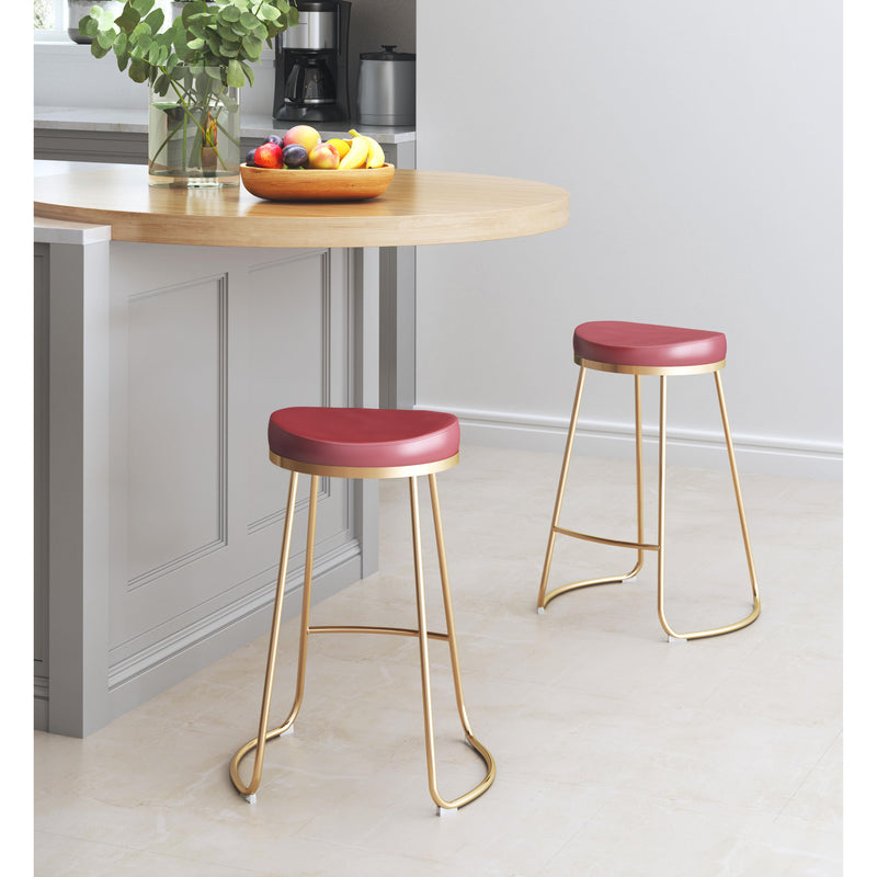 Zuo Bree 101261 Counter Stool - Burgundy & Gold IMAGE 8