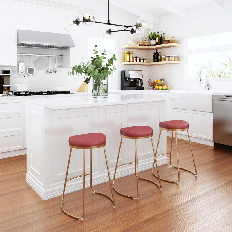 Zuo Bree 101261 Counter Stool - Burgundy & Gold IMAGE 9