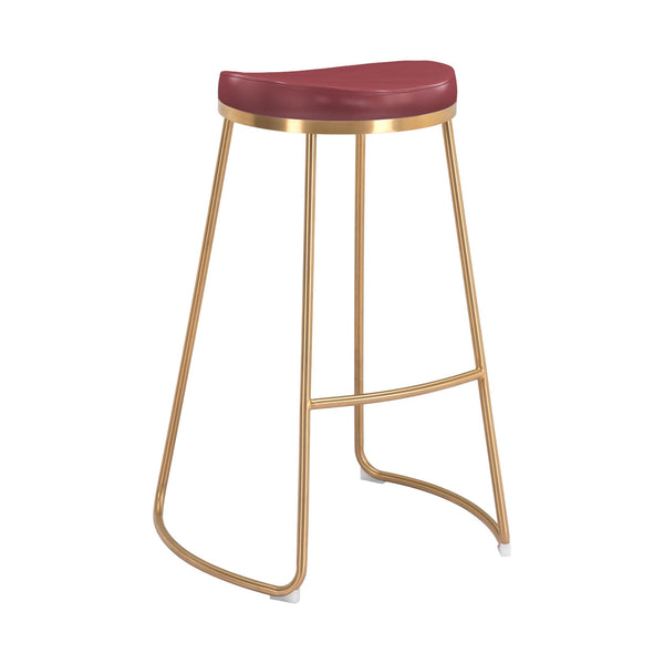 Zuo Bree 101264 Barstool - Burgundy & Gold IMAGE 1