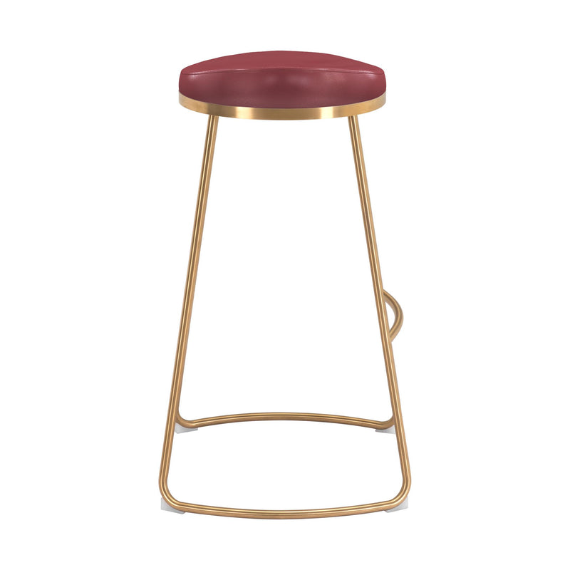 Zuo Bree 101264 Barstool - Burgundy & Gold IMAGE 2