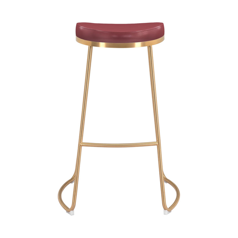 Zuo Bree 101264 Barstool - Burgundy & Gold IMAGE 3