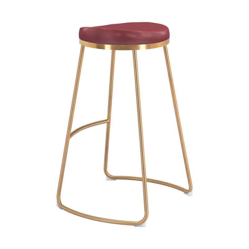 Zuo Bree 101264 Barstool - Burgundy & Gold IMAGE 5