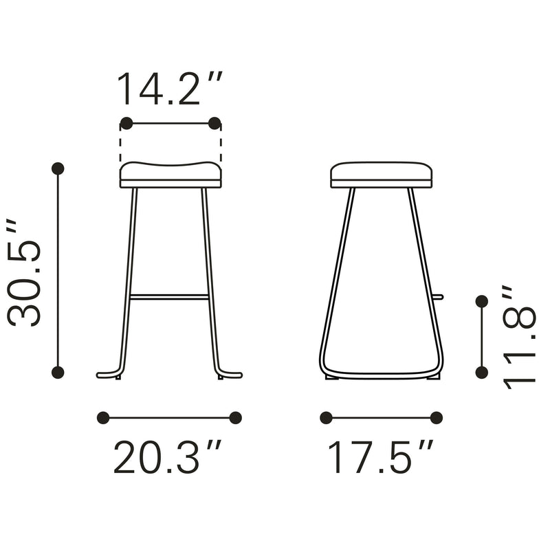 Zuo Bree 101265 Barstool - White & Gold IMAGE 11