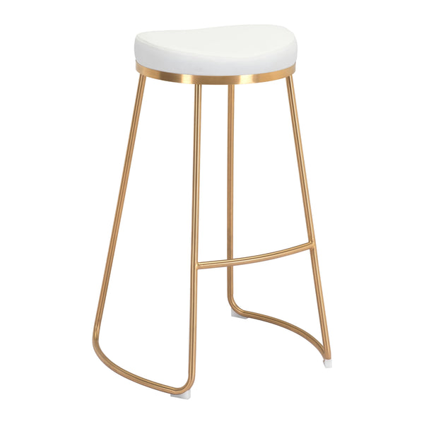 Zuo Bree 101265 Barstool - White & Gold IMAGE 1