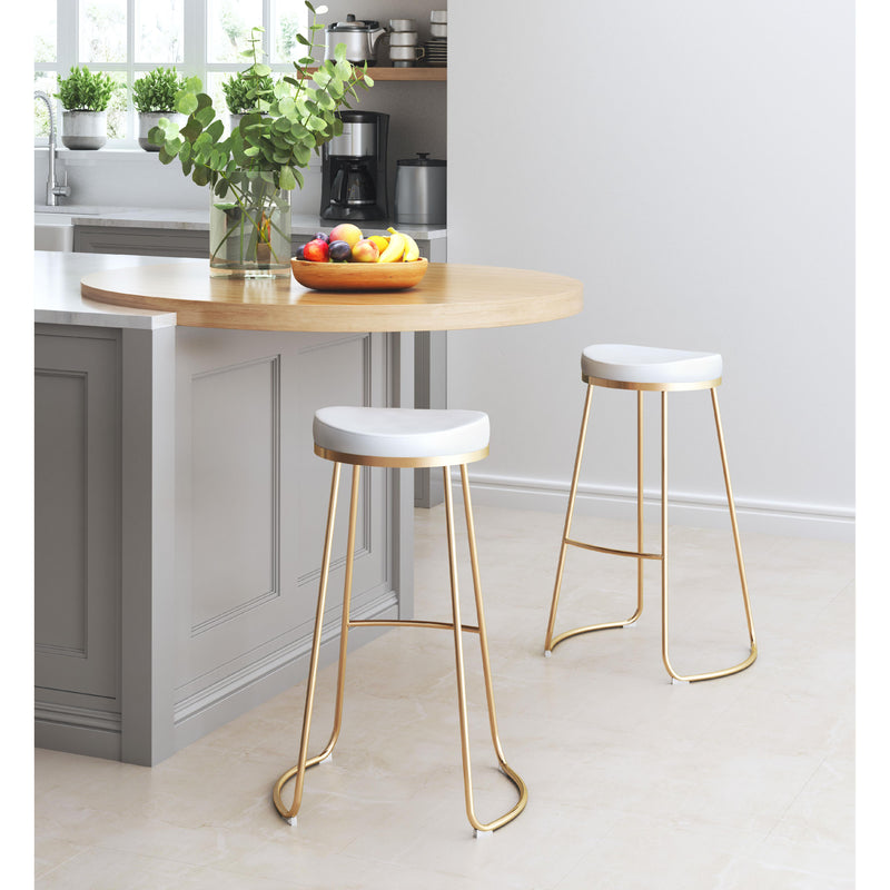 Zuo Bree 101265 Barstool - White & Gold IMAGE 9