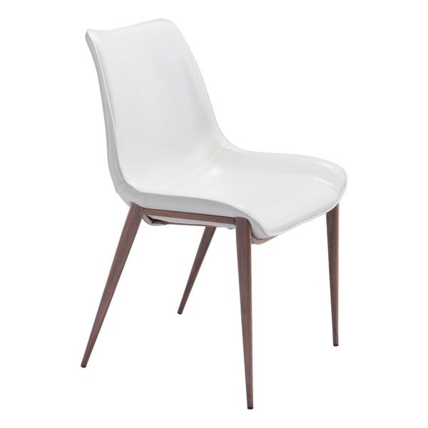 Zuo Magnus 101273 Dining Chair - White & Walnut IMAGE 1
