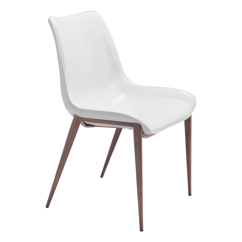 Zuo Magnus 101273 Dining Chair - White & Walnut IMAGE 1