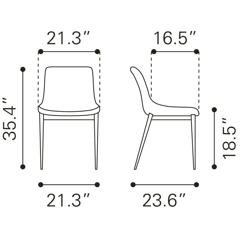 Zuo Magnus 101273 Dining Chair - White & Walnut IMAGE 9
