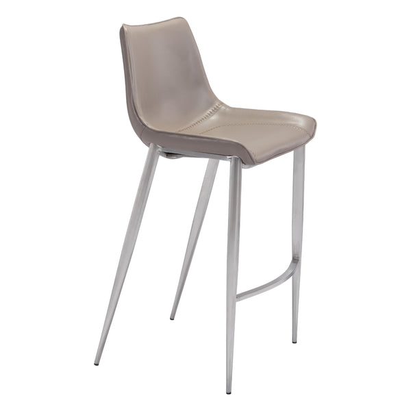 Zuo Magnus 101274 Barstool - Brown & Silver IMAGE 1