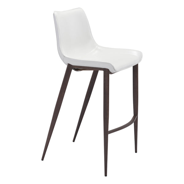 Zuo Magnus 101278 Barstool - White & Walnut IMAGE 1
