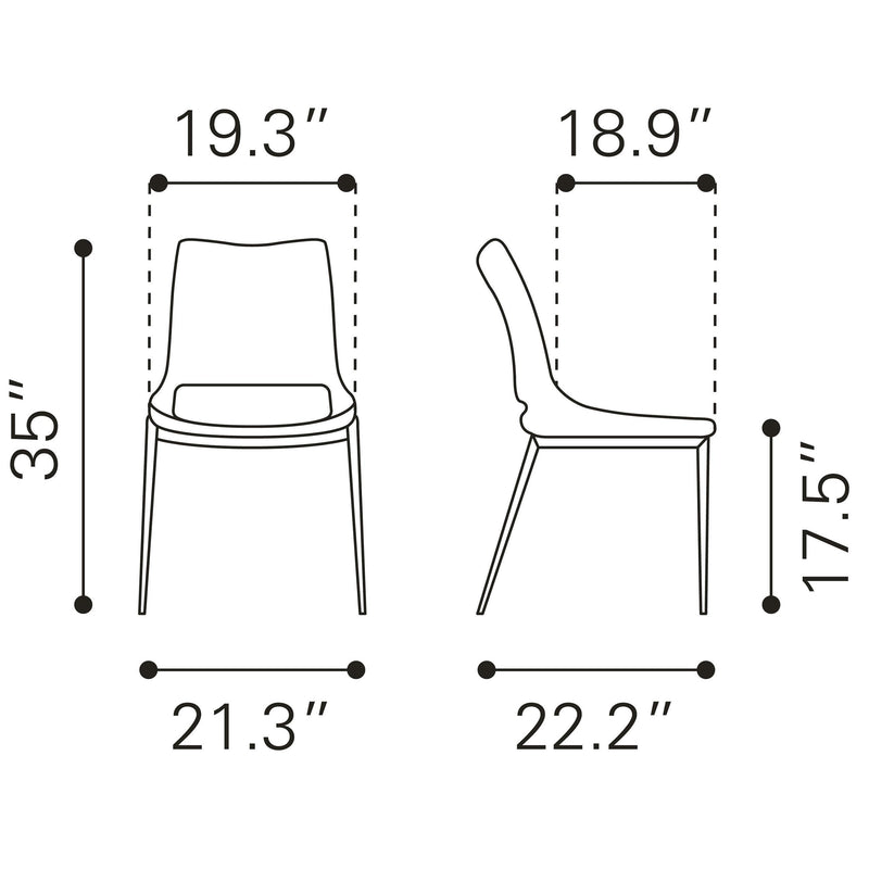 Zuo Ace 101279 Dining Chair - White & Silver IMAGE 10