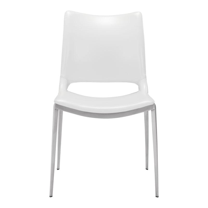 Zuo Ace 101279 Dining Chair - White & Silver IMAGE 3