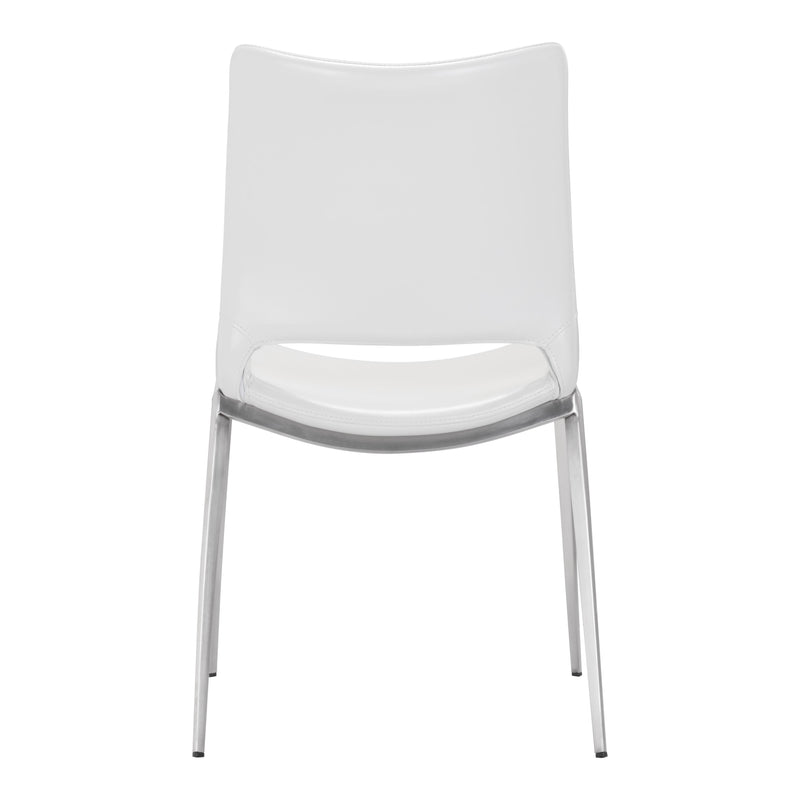 Zuo Ace 101279 Dining Chair - White & Silver IMAGE 4